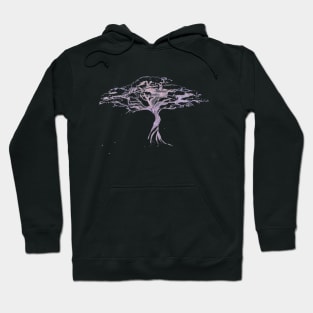 Quiet Acacia Zen Tree , Earthy African Bonsai Peace Lavendar Purple Hoodie